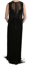 Black Silk Beaded Sequined Sheer Dress John Richmond