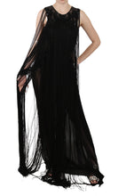 Black Silk Beaded Sequined Sheer Dress John Richmond