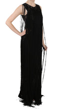 Black Silk Beaded Sequined Sheer Dress John Richmond