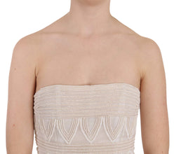 Beige Beaded Silk Short Mini Gown  Dress John Richmond
