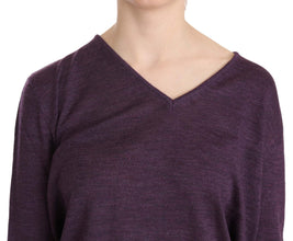 Purple V-neck Long Sleeve Pullover Top BYBLOS