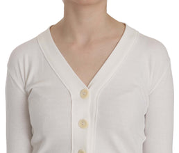 White V-neck Long Sleeve Cropped Cardigan Tops Sweater BYBLOS