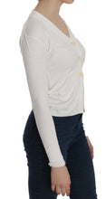 White V-neck Long Sleeve Cropped Cardigan Tops Sweater BYBLOS