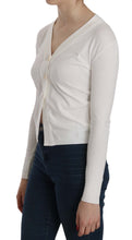 White V-neck Long Sleeve Cropped Cardigan Tops Sweater BYBLOS