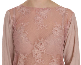 Pink Lace See Through Long Sleeve Blouse PINK MEMORIES