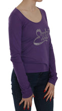 Purple Crystal Embellished Long Sleeve Casual Top Exte