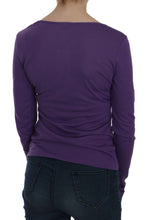 Purple Crystal Embellished Long Sleeve Casual Top Exte