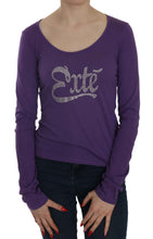 Purple Crystal Embellished Long Sleeve Casual Top Exte