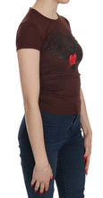 Brown Hearts Short Sleeve Casual T-shirt Top Exte