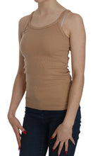 Beige Sleeveless Spaghetti Strap Tank Blouse PINK MEMORIES