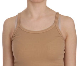 Beige Sleeveless Spaghetti Strap Tank Blouse PINK MEMORIES