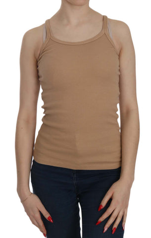 Beige Sleeveless Spaghetti Strap Tank Blouse PINK MEMORIES