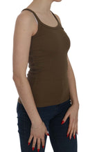 Brown Sleeveless Spaghetti Strap Blouse Top PINK MEMORIES