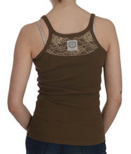 Brown Sleeveless Spaghetti Strap Blouse Top PINK MEMORIES