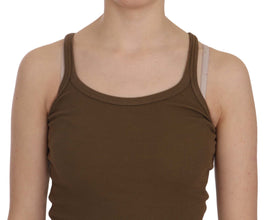 Brown Sleeveless Spaghetti Strap Blouse Top PINK MEMORIES