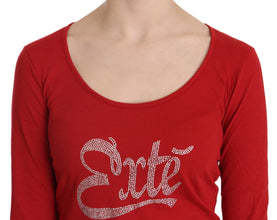 Red Crystal Embellished Long Sleeve Blouse Exte
