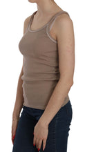 Brown Sleeveless Spaghetti Strap Tank Blouse PINK MEMORIES