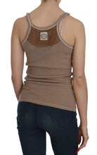Brown Sleeveless Spaghetti Strap Tank Blouse PINK MEMORIES