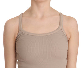 Brown Sleeveless Spaghetti Strap Top Blouse PINK MEMORIES