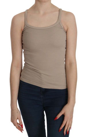 Brown Sleeveless Spaghetti Strap Top Blouse PINK MEMORIES
