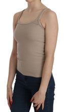 Brown Sleeveless Spaghetti Strap Top Blouse PINK MEMORIES