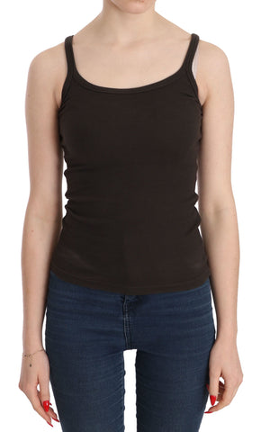Dark Brown Sleeveless Spaghetti Strap Blouse PINK MEMORIES