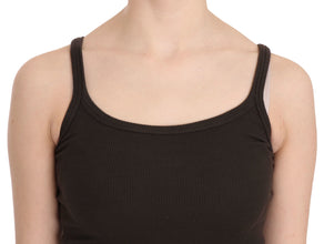 Dark Brown Sleeveless Spaghetti Strap Blouse PINK MEMORIES