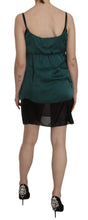 Silk Green Spaghetti Strap Shift Mini Dress PINK MEMORIES