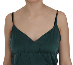 Silk Green Spaghetti Strap Shift Mini Dress PINK MEMORIES