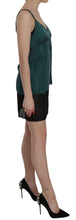 Silk Green Spaghetti Strap Shift Mini Dress PINK MEMORIES