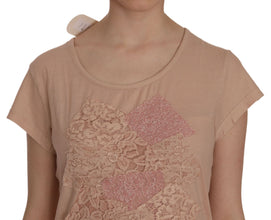 Pink Lace Short Sleeve Shift Mini Dress PINK MEMORIES