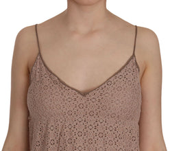 Beige Spaghetti Strap A-line Mini Cotton Dress PINK MEMORIES
