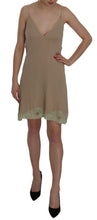 Beige Lace Spaghetti Strap Mini Cotton Dress PINK MEMORIES