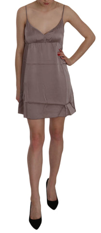 Purple Spaghetti A-line Mini Silk Dress PINK MEMORIES