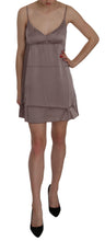 Purple Spaghetti A-line Mini Silk Dress PINK MEMORIES