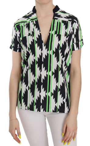 Multi Color Plunging Top Blouse Costume National