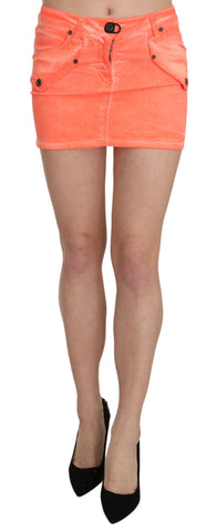 Orange Cotton Stretch Casual Mini Skirt PLEIN SUD