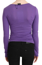 Purple Exte Crystal Embellished Long Sleeve Top Blouse Exte