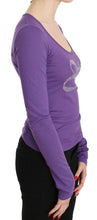 Purple Exte Crystal Embellished Long Sleeve Top Blouse Exte