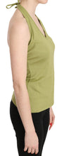 Green Halter Cotton Sleeveless Casual Tank Top Blouse GF Ferre