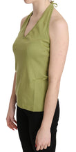 Green Halter Cotton Sleeveless Casual Tank Top Blouse GF Ferre