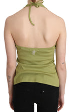 Green Halter Cotton Sleeveless Casual Tank Top Blouse GF Ferre