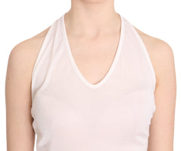 White Halter Cotton Sleeveless Casual Tank Top Blouse GF Ferre