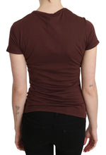 Brown Hearts Printed Round Neck T-shirt Top Exte