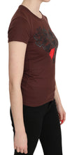 Brown Hearts Printed Round Neck T-shirt Top Exte