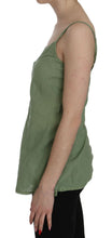 Green Silk Spaghetti Strap Tank Top Blouse PINK MEMORIES