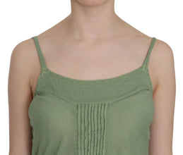 Green Silk Spaghetti Strap Tank Top Blouse PINK MEMORIES