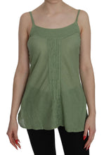 Green Silk Spaghetti Strap Tank Top Blouse PINK MEMORIES