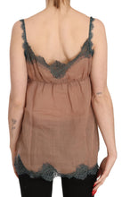 Brown Lace Spaghetti Strap Tank Top Blouse PINK MEMORIES