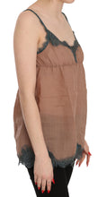 Brown Lace Spaghetti Strap Tank Top Blouse PINK MEMORIES